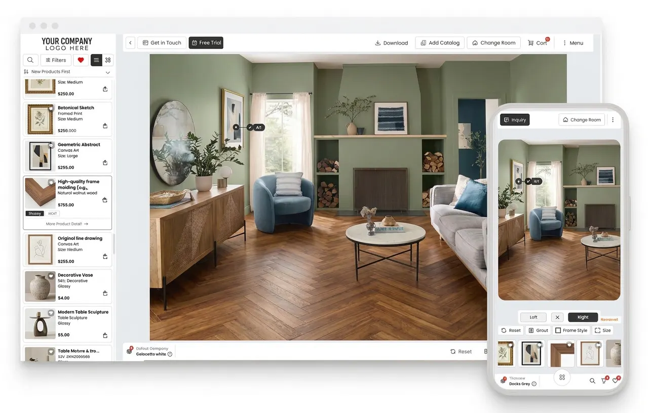 Gallery wall with framed prints and paintings in different wall art styles